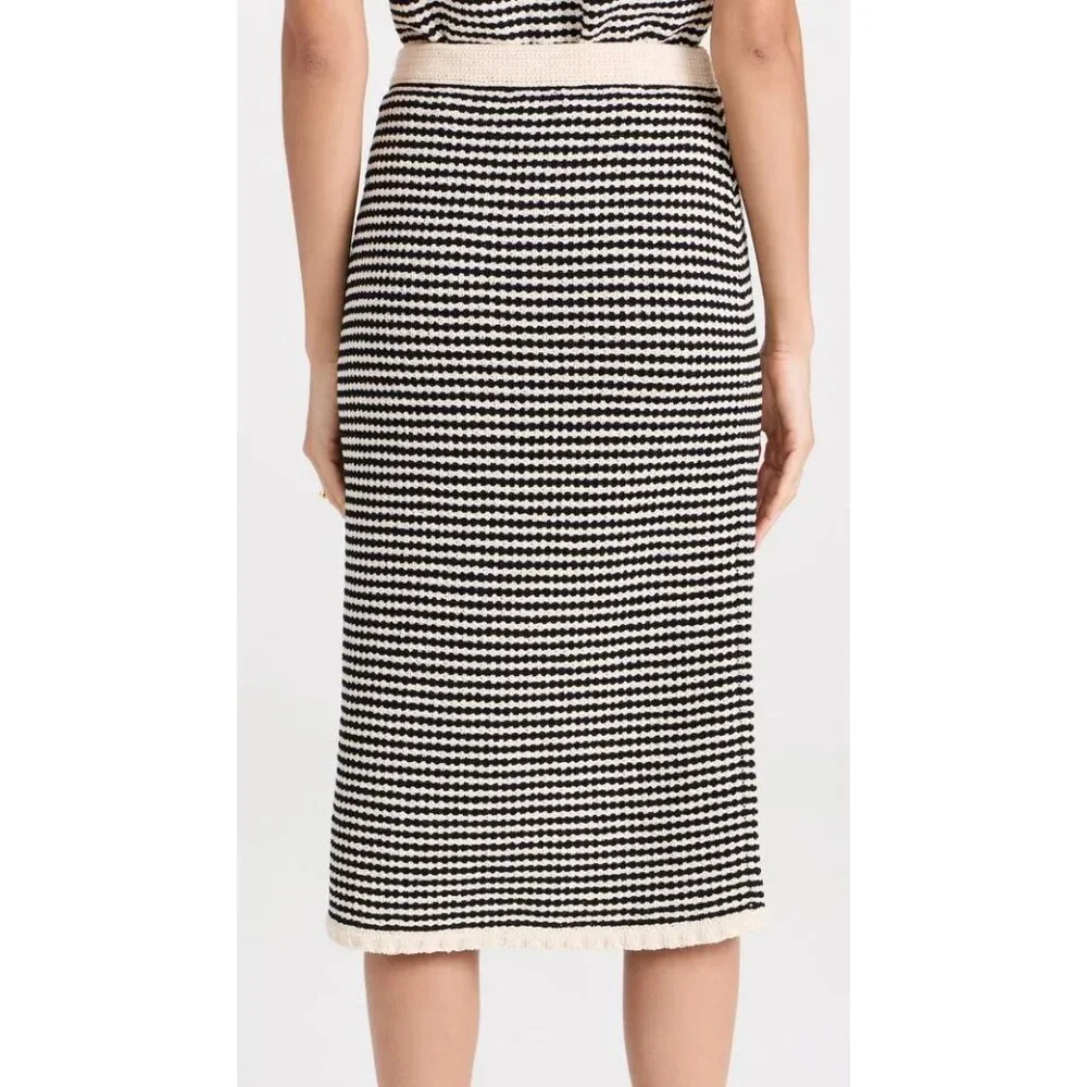 NWT Tory Burch stripe crochet drawstring knit midi skirt